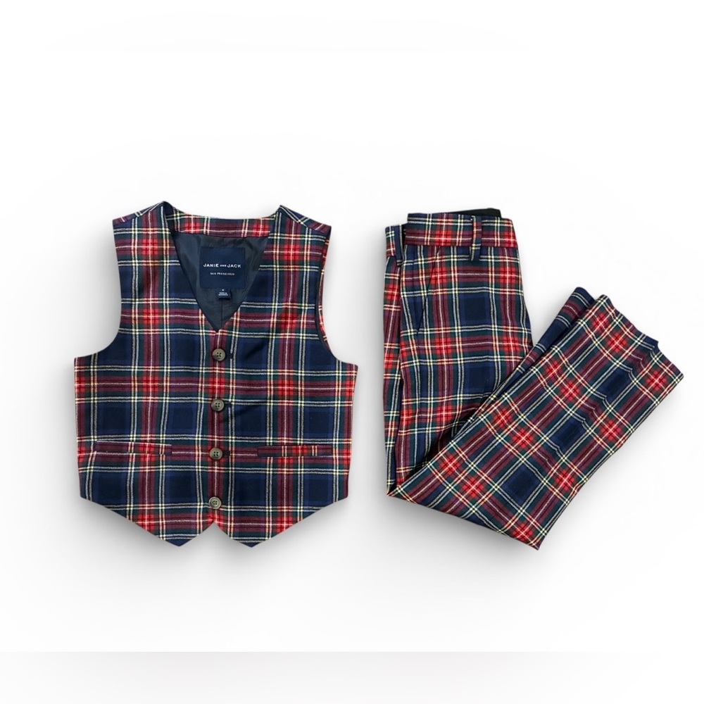 Janie and Jack Plaid Vest and Pants Set